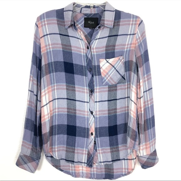 Rails Hunter Coast Apricot Cream Button Front Top Flannel Size X-Small EUC - Picture 5 of 9